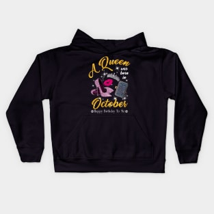 A Queen Was Born In October Kids Hoodie